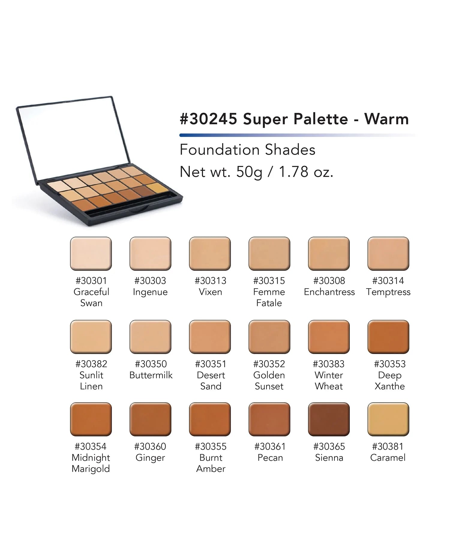 Graftobian Glamour Crème™ Ultra HD Foundation Super Palettes - Warm - باليت جرافتوبيان جلامور كريم ألترا اتس دي فاونديشين - ورم دافئ