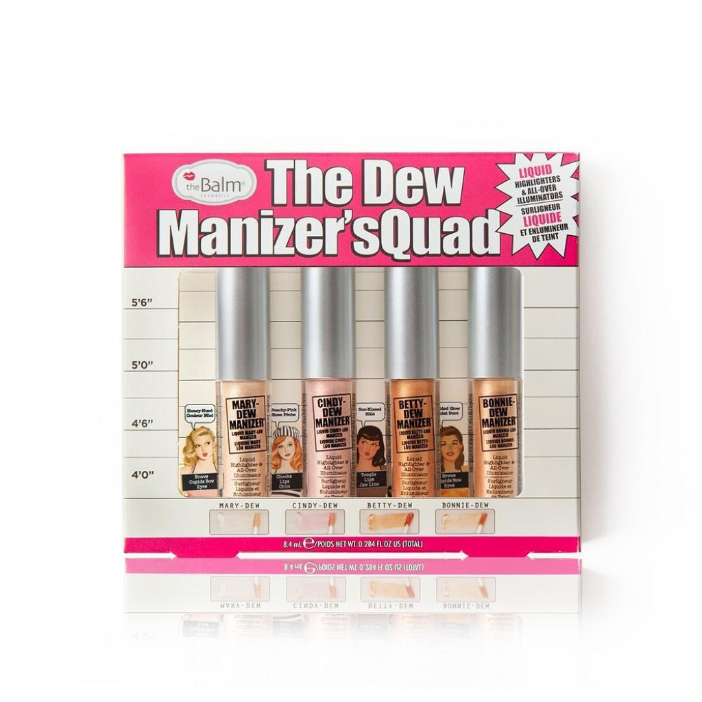 مجموعة إضاءة وهايلايتر سائل ذا بالم ديو منايزر – 4 قطع The Balm Dew Manizer'S Quad Liquid Highlighter