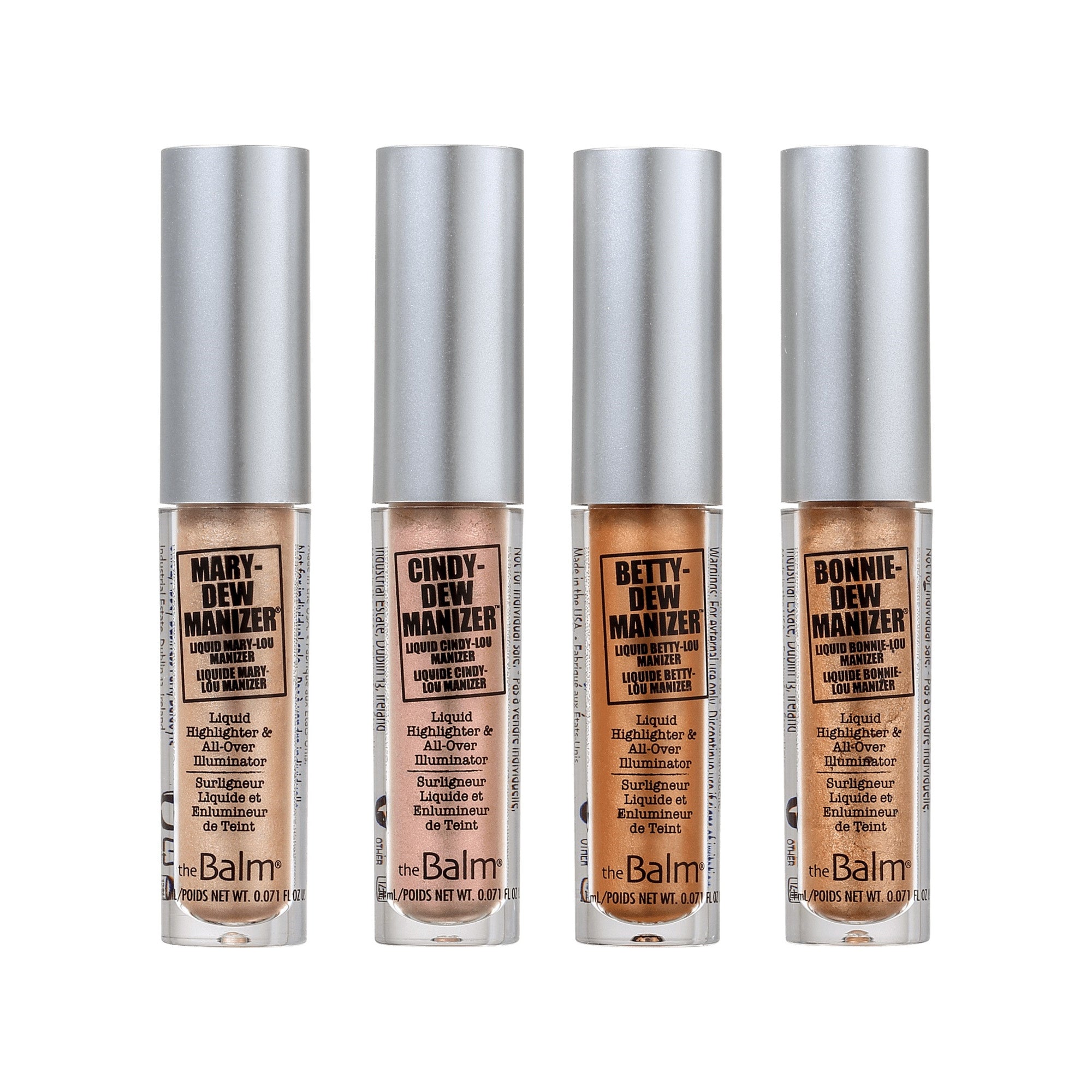 مجموعة إضاءة وهايلايتر سائل ذا بالم ديو منايزر – 4 قطع The Balm Dew Manizer'S Quad Liquid Highlighter