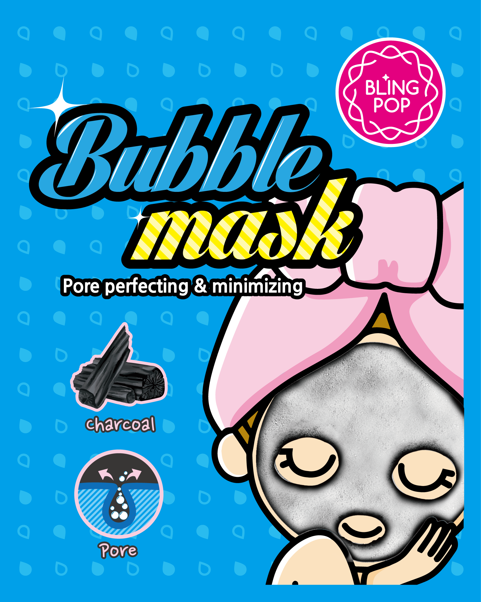 Blingpop Charcoal Bubble Mask 10 Sheets