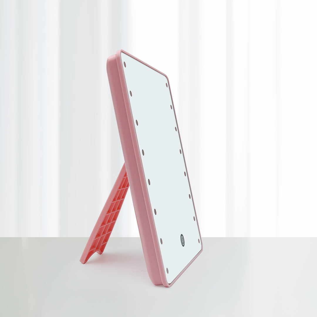 Plastic Mirror with lights – PINK